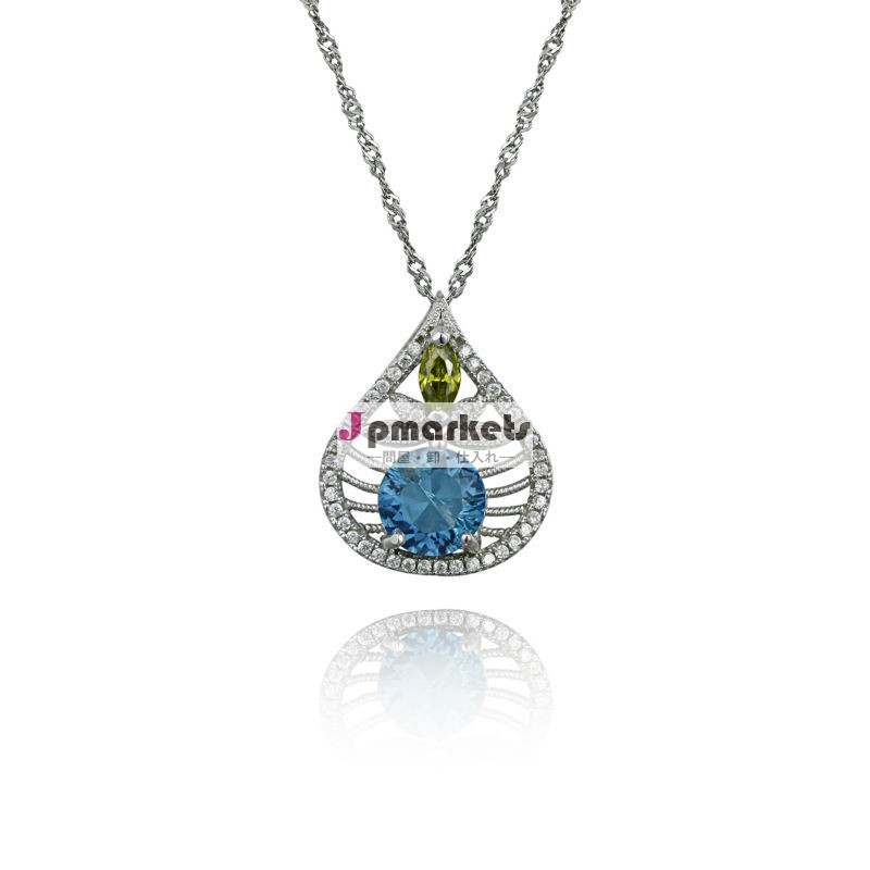 2014ファッション925シルパージルコニアペンダントロジウムメッキアクセサリージュエリー問屋・仕入れ・卸・卸売り
