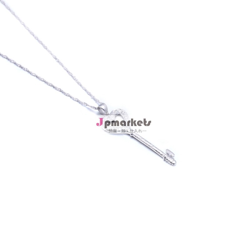 2014ファッション925シルパージルコニア鍵ペンダントロジウムメッキアクセサリージュエリー問屋・仕入れ・卸・卸売り