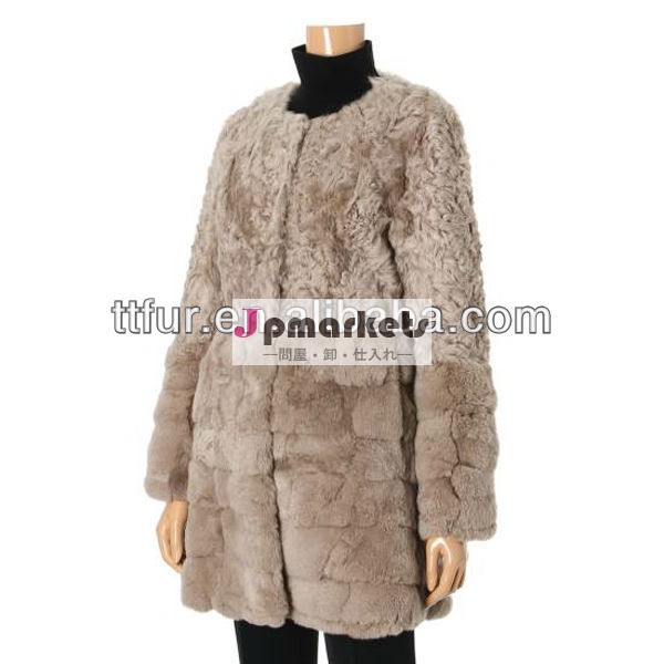 子羊毛皮のオーバーコートkalgantt891本物の女性のための冬用問屋・仕入れ・卸・卸売り