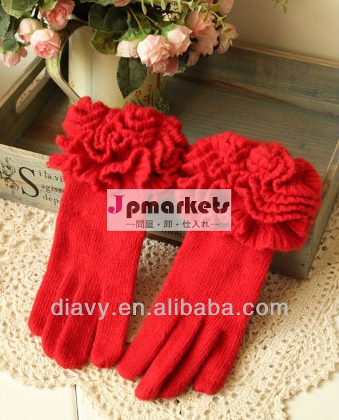 女性花のレースの手袋のための最新2014年女性の冬の手袋の設計問屋・仕入れ・卸・卸売り