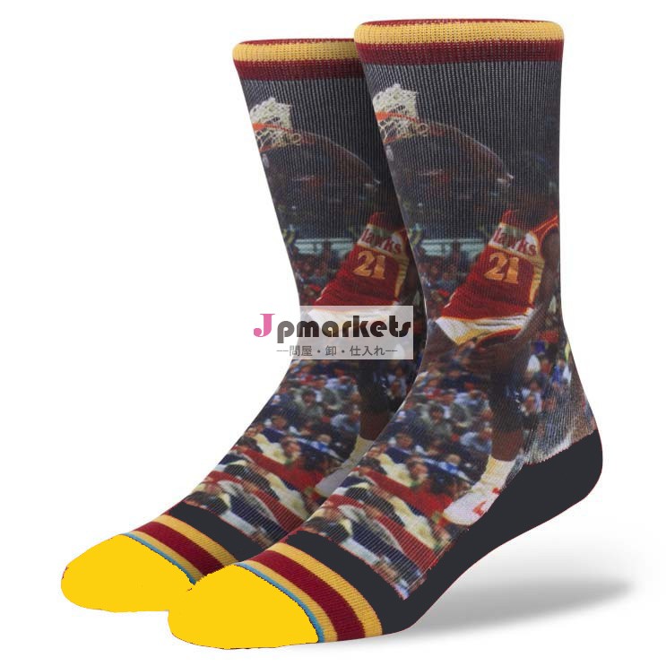 クレイジースター写真印刷nbaエリート男性用のバスケットボールソックス問屋・仕入れ・卸・卸売り