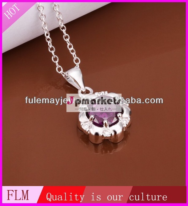 単一のダイヤモンドfn467紫色の花の形のペンダントネックレス問屋・仕入れ・卸・卸売り