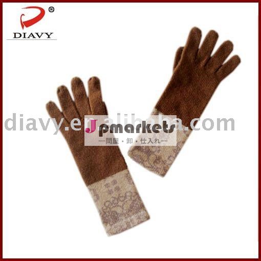 100%cashmere女性は最も新しい設計の手袋を印刷した問屋・仕入れ・卸・卸売り