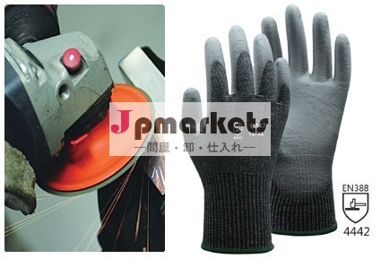 ceは承認されたカットレベルen3885黒puコーティングされた抵抗の手袋をカット問屋・仕入れ・卸・卸売り