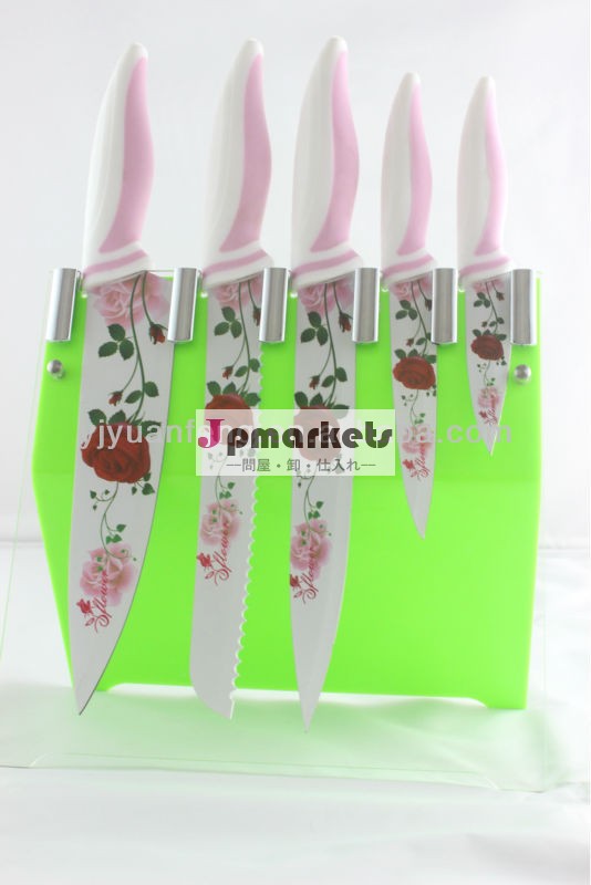 バラ5pc非- スティックコーティングknifとアクリルホルダー問屋・仕入れ・卸・卸売り