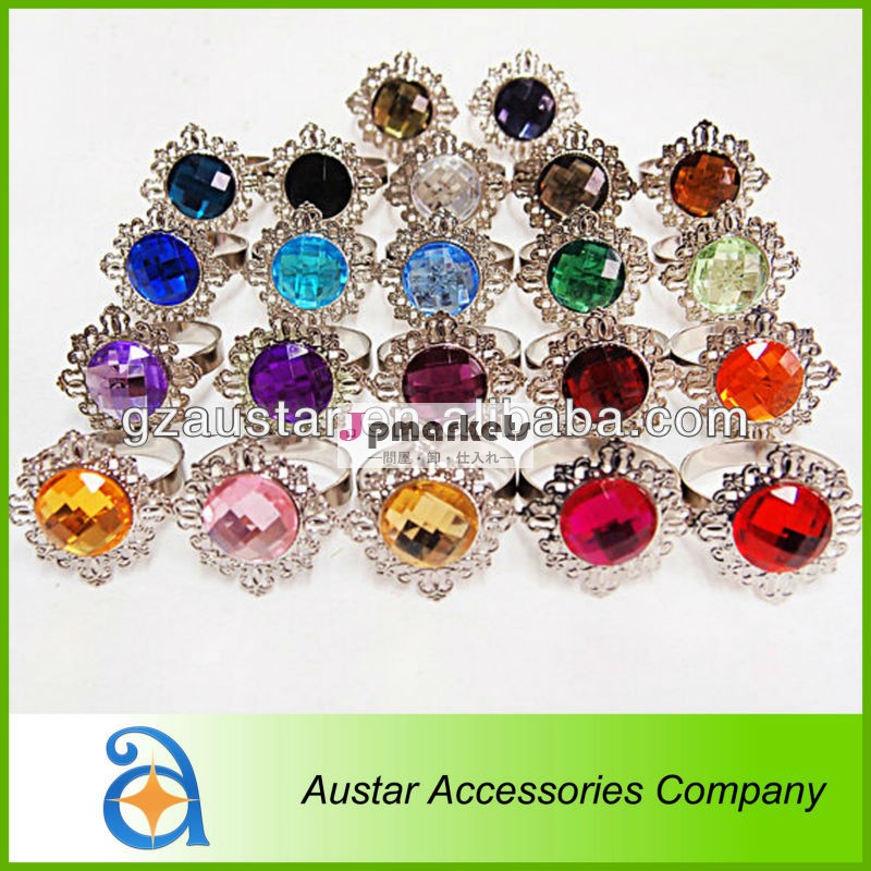 様々な色のアクリルラインストーン水晶のナプキンリングやホルダー結婚式のための、 銀と金問屋・仕入れ・卸・卸売り