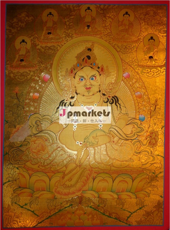 黄金のタンカ- 黄金の美しい高品質jambala( kuber) チベットタンカネパールの手作りで、問屋・仕入れ・卸・卸売り