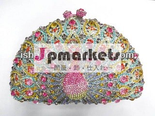 8105マルチ- 色孔雀金属女性ファッション結晶ブライダル結婚式ハードcaseboxハンドバッグクラッチバッグの夕方の財布問屋・仕入れ・卸・卸売り