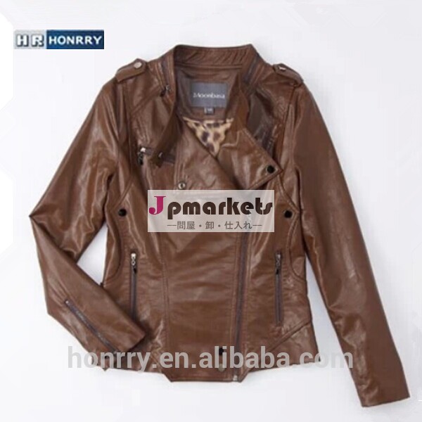 オートバイのジャケット、 古典的な秋の女性pu革オートバイのジャケット問屋・仕入れ・卸・卸売り