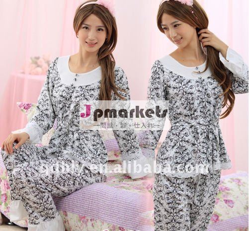 綿の女性のための長い袖のnightdress問屋・仕入れ・卸・卸売り
