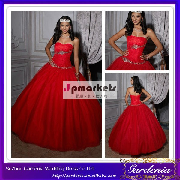 最新のスタイルの熱い販売のフルスイートハートネックライン長さ夜会服の赤のquinceaneraドレス( zx130)問屋・仕入れ・卸・卸売り