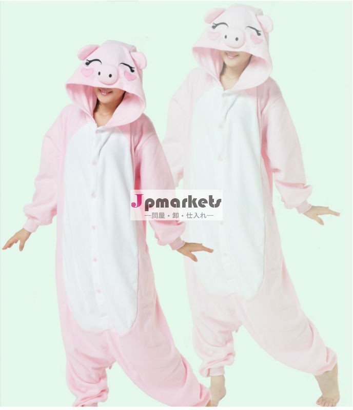 成人男女兼用新しい動物の着ぐるみパジャマonesie美しいピンクの豚問屋・仕入れ・卸・卸売り