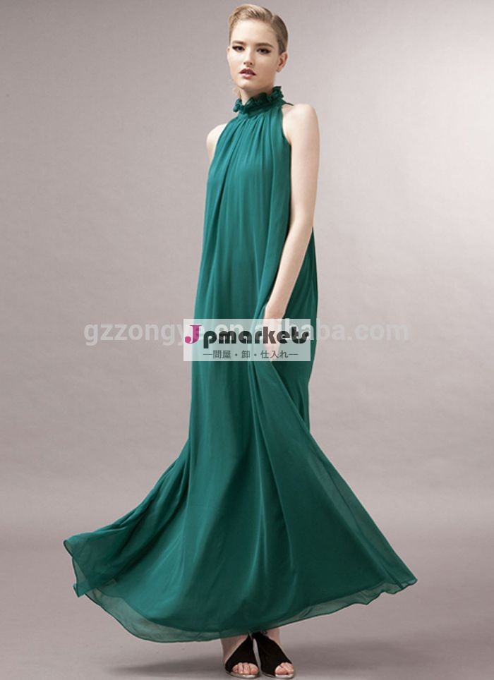 エメラルドグリーンのイブニングドレスのイブニングドレスの長いエレガントなシフォン2014年デザイナーブランドの洋服メーカー中国問屋・仕入れ・卸・卸売り