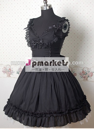 熱い販売の黒ロリータドレス弓ファルバラ綿ハロウィンパーティの衣装クリスマス美しさのためのロングドレス問屋・仕入れ・卸・卸売り