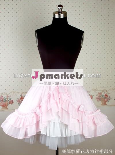 熱い販売の白い綿ロリータスカートとピンクのフリルがハロウィンパーティの衣装クリスマス美しさのためのロングドレス問屋・仕入れ・卸・卸売り