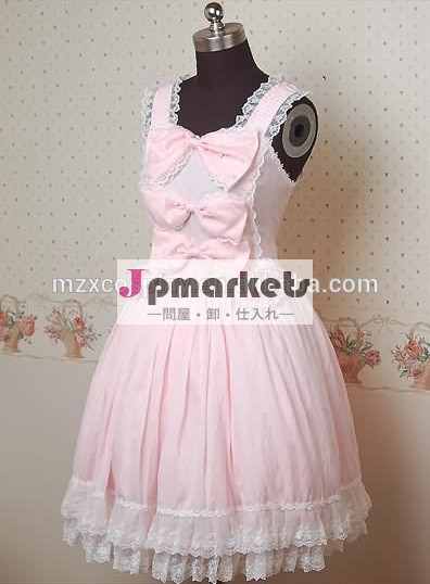 熱い販売のピンクかわいいファルバラ弓ノースリーブロリータワンピースパジャマハロウィンパーティの衣装クリスマス美しさのためのロングドレス問屋・仕入れ・卸・卸売り
