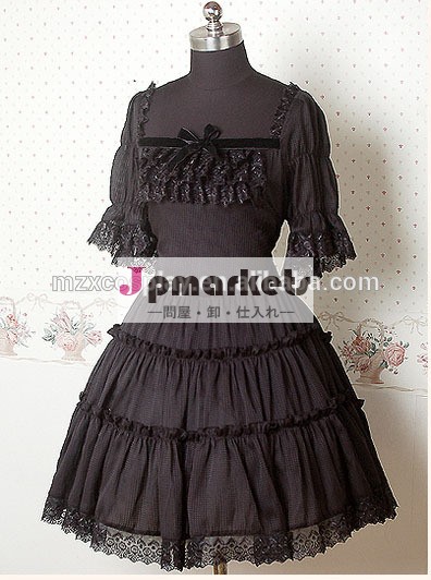 熱い販売の黒ロリータドレス半袖シフォンかわいいハロウィンパーティの衣装クリスマス美しさのためのロングドレス問屋・仕入れ・卸・卸売り