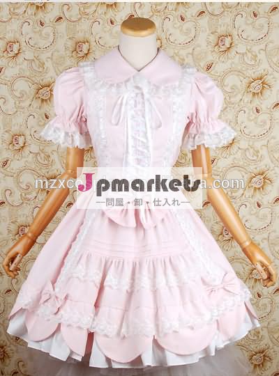 熱い販売のピンク半袖レース綿弓甘いロリータドレスハロウィンパーティの衣装クリスマス美しさのためのロングドレス問屋・仕入れ・卸・卸売り