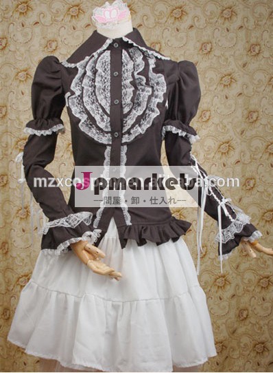 熱い販売の黒ロリータブラウス長袖かわいいファルバラハロウィンパーティの衣装クリスマス美しさのためのロングドレス問屋・仕入れ・卸・卸売り