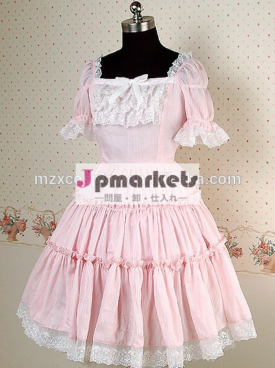 熱い販売の綿ピンクのレースの甘いロリータドレスハロウィンパーティの衣装クリスマス美しさのためのロングドレス問屋・仕入れ・卸・卸売り