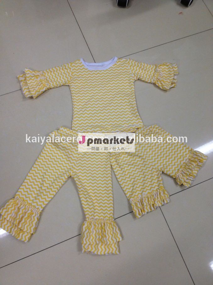 最新の子供服ブティック設計黄色い衣装トップセット問屋・仕入れ・卸・卸売り