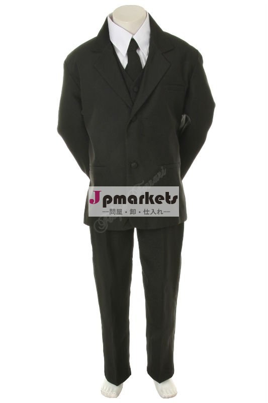 BY013 Black Children Boy Teenager Formal wear Wedding Party Graduation Polyester 5pc Suit Tuxedo 16 18 20問屋・仕入れ・卸・卸売り