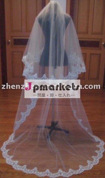 Zhenzhenn-22実像の美しいレーストリム長いスタイル2層ブライダルベール問屋・仕入れ・卸・卸売り