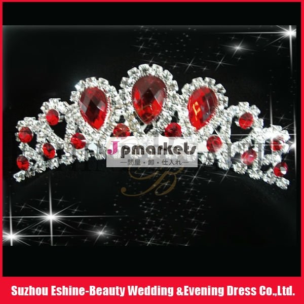 卸し売り結婚式の付属の水晶およびダイヤモンドの花嫁の赤いティアラ問屋・仕入れ・卸・卸売り
