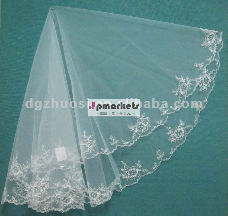 古典的なレーストリム卸売edg2012オーガンザ短い結婚式の付属品のベール問屋・仕入れ・卸・卸売り