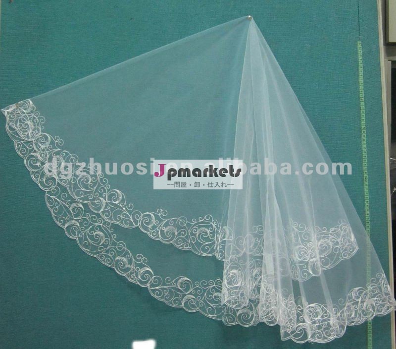 2012熱いSellling簡単で白いテュルの花嫁の結婚式のベール問屋・仕入れ・卸・卸売り