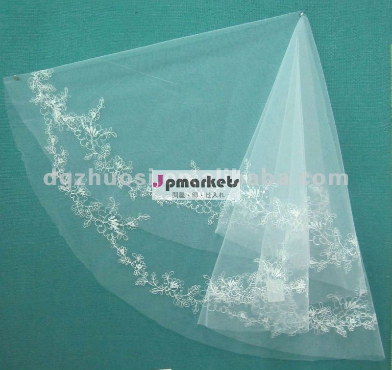 新しいスタイルのシンプルな20121層刺繍花嫁の結婚式のベールのレースの縁問屋・仕入れ・卸・卸売り