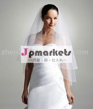 新たな22011層、 チュールリボンとネットv-65エッジの結婚式のベール問屋・仕入れ・卸・卸売り