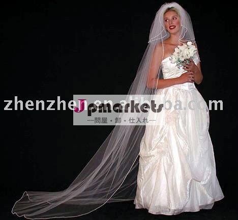 2011新しいチュールネット、 二つの層、 リボン付き結婚式のベールチュールネットv-51問屋・仕入れ・卸・卸売り