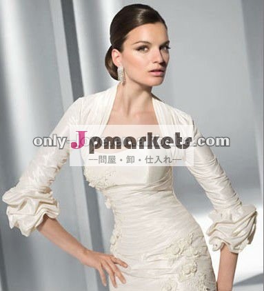 2012年のタフタはひだの花嫁の結婚式のジャケットWB099をルーシュで飾った問屋・仕入れ・卸・卸売り