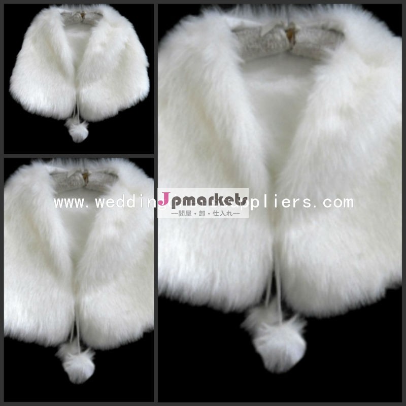 PJ060優雅で白いのどの毛皮の花嫁の冬のショールの卸売か小売り問屋・仕入れ・卸・卸売り