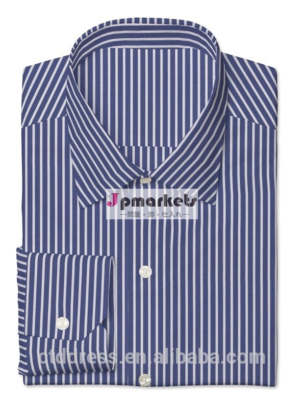 スタイリッシュ2014年ホット綿100％ダークブルーストライプ最新のシャツのデザインの男性問屋・仕入れ・卸・卸売り