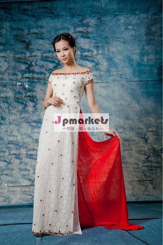 新しいデザイン魅力的な赤2014年結婚式アオザイベトナム問屋・仕入れ・卸・卸売り