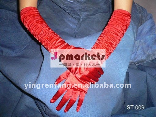 合わせたサービス新しい方法肘のハンドメイドの花の赤い結婚式の手袋ST-009問屋・仕入れ・卸・卸売り