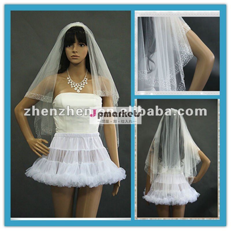 2012新式のV-026 Zhenzhenはベールと結婚する2つの層に玉を付けた問屋・仕入れ・卸・卸売り