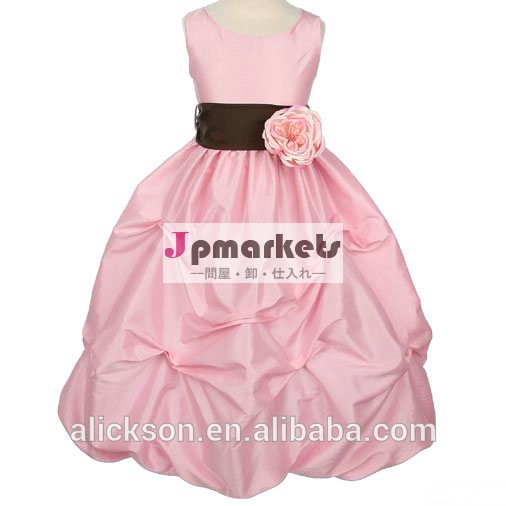 素敵なスクープbowsknot媒体の花ノースリーブのフラワーガールの服問屋・仕入れ・卸・卸売り