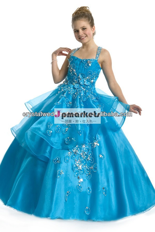 新しい到着の2013ホット長い青いページェントの女の子の夜会服cwfaf5280子供のボールガウンドレス問屋・仕入れ・卸・卸売り
