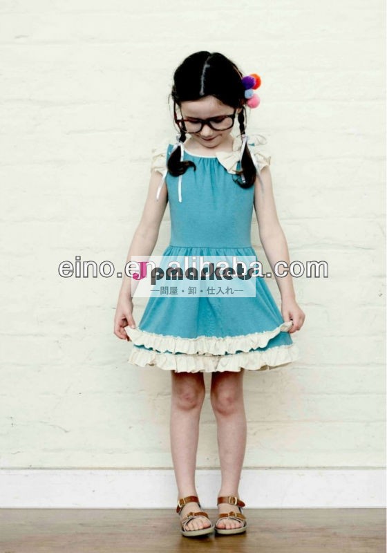 かわいい赤ちゃんed2020ブルーレースちょう結びと染色フラワーガールの服問屋・仕入れ・卸・卸売り