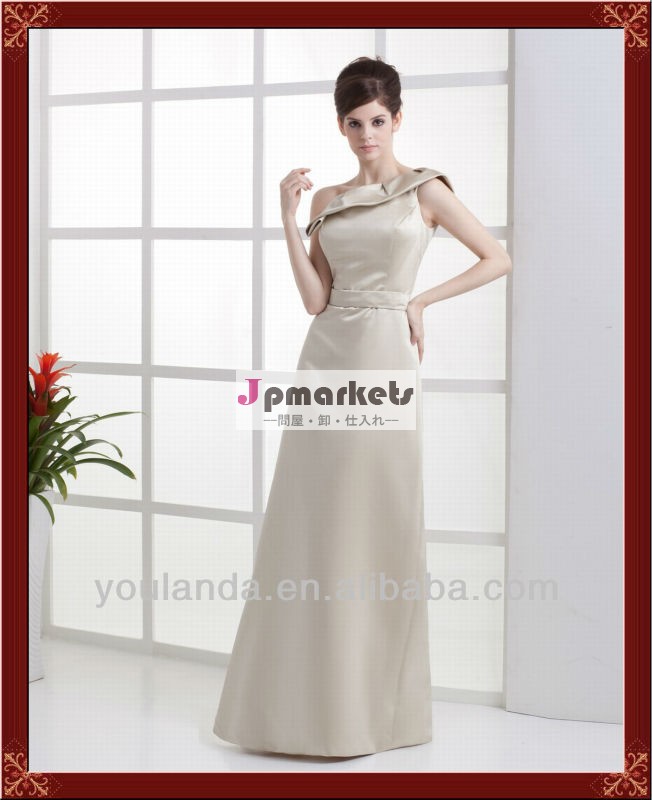 最新のデザイン2013a- ラインのサテンの花嫁介添人ドレス片方の肩卸売中国のサプライヤー問屋・仕入れ・卸・卸売り