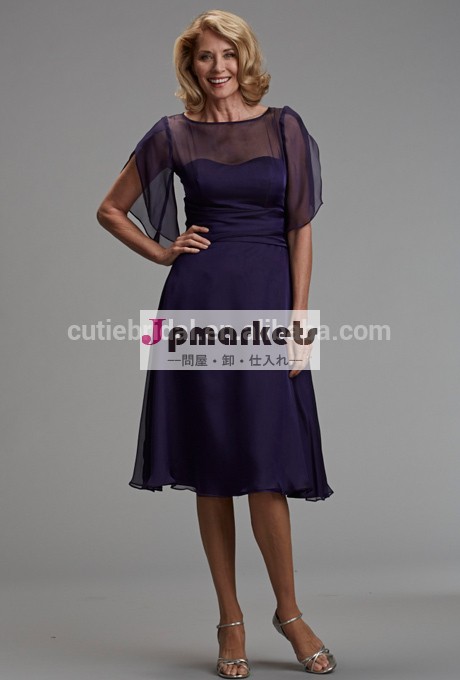 薄手の紫花嫁の母のドレスラインノースリーブは花嫁のドレスのシフォン母06b-m問屋・仕入れ・卸・卸売り