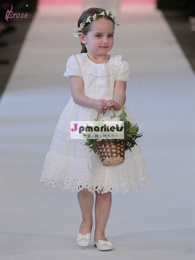 の子のドレスsun-9192014年素敵な半袖レースのフラワーガールのドレス結婚式のための問屋・仕入れ・卸・卸売り