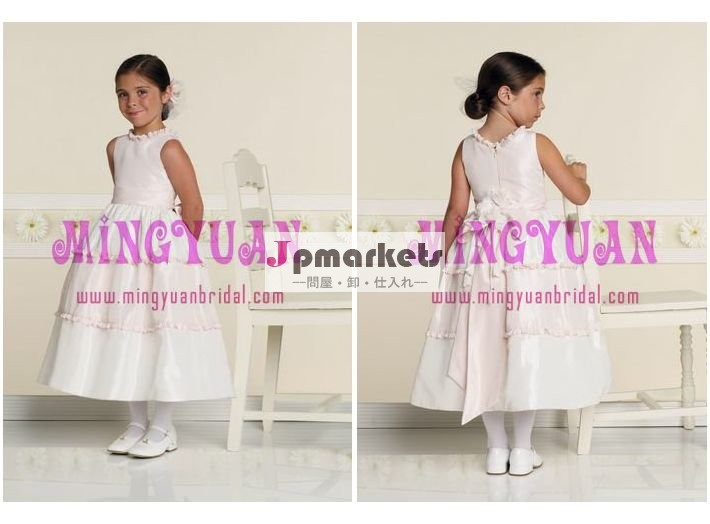 白とピンクタフタfn73素敵なフラワーガールのドレス問屋・仕入れ・卸・卸売り