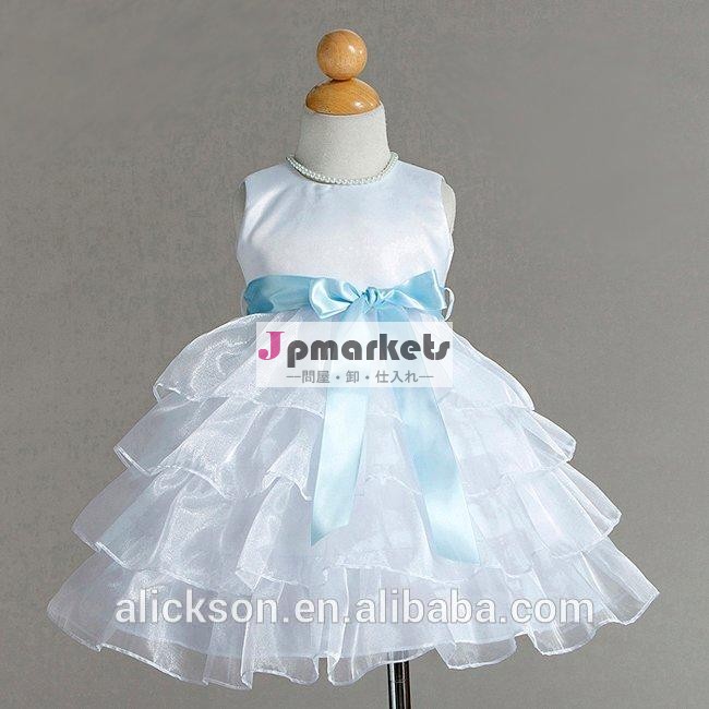 夜会服の袖なしフェッチスクープbowsknot小さな女の子のフラワーガールのドレス問屋・仕入れ・卸・卸売り