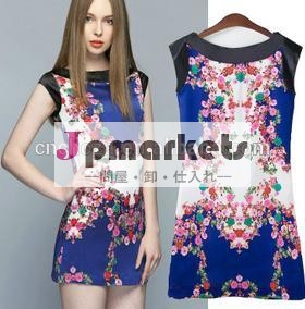 女性の花の印刷z50269a最新のファッションショートドレス問屋・仕入れ・卸・卸売り