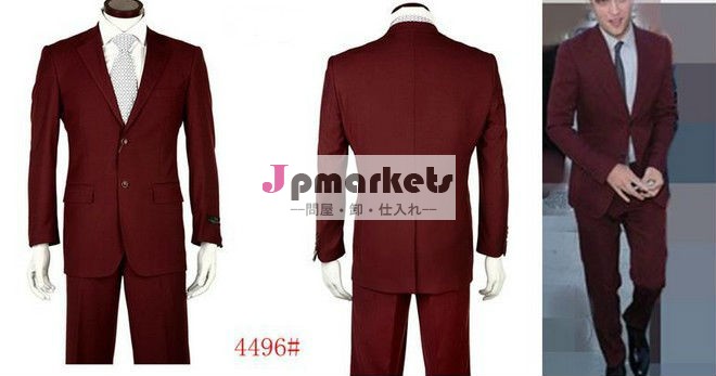 ドロップシッピング新しいが、 2011年暗赤色タキシード男性スーツスーツパーティーのためにワインレッドdresss問屋・仕入れ・卸・卸売り