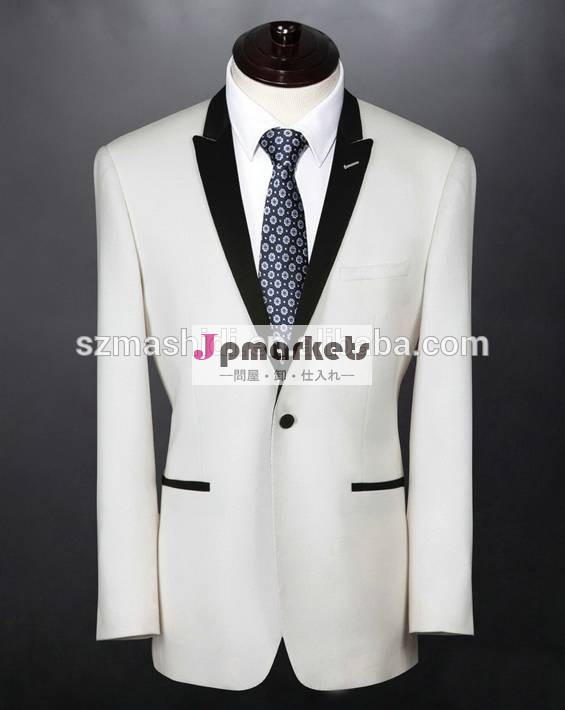人気の新しいデザイン男性タキシードスーツの黒襟白ラペット色のスーツのコントラスト問屋・仕入れ・卸・卸売り